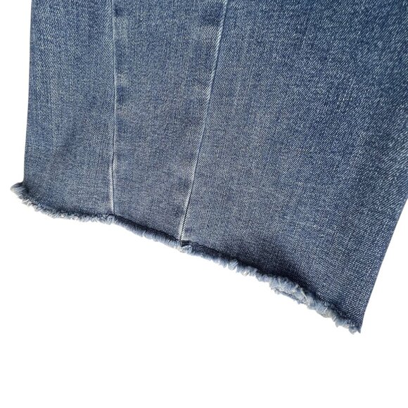 Edgely Flared Jeans High Rise Flare 12 Blue Denim Raw Hem Hippie Boho Stretch - Picture 9 of 14